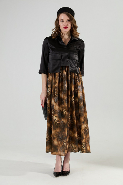 Платье NikVa 514-4 чёрный/ кофейный_леопард - фото 11