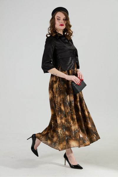 Платье NikVa 514-4 чёрный/ кофейный_леопард - фото 10