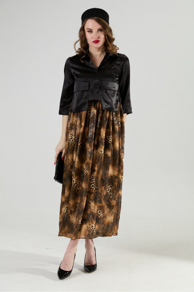 Платье NikVa 514-4 чёрный/ кофейный_леопард - фото 9