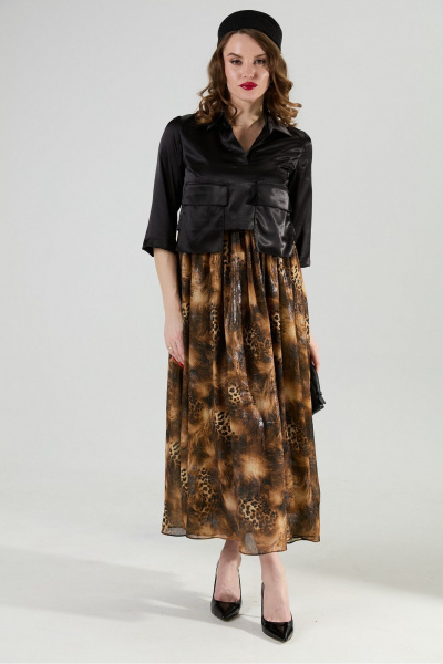 Платье NikVa 514-4 чёрный/ кофейный_леопард - фото 8
