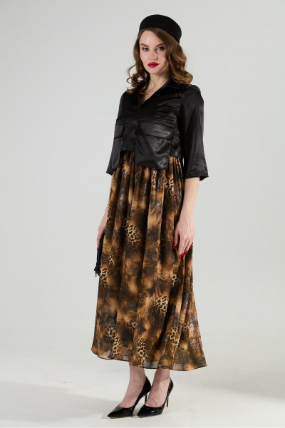 Платье NikVa 514-4 чёрный/ кофейный_леопард - фото 6