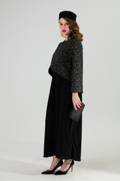 Платье NikVa 740-22 графитовая_абстракция/чёрный - фото 6