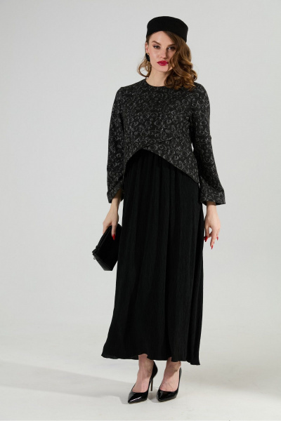 Платье NikVa 740-22 графитовая_абстракция/чёрный - фото 2