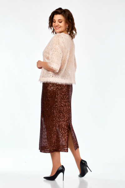 Блуза, юбка Ольга Стиль Л-413 персик-бронза - фото 3