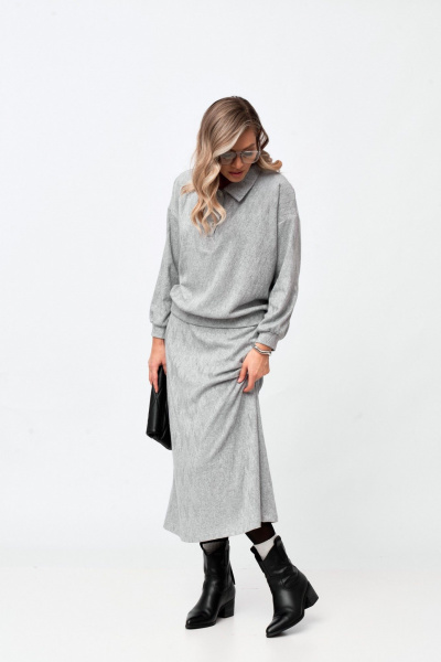 Блуза, юбка Verita 2428 серый - фото 2