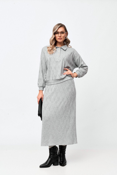 Блуза, юбка Verita 2428 серый - фото 1