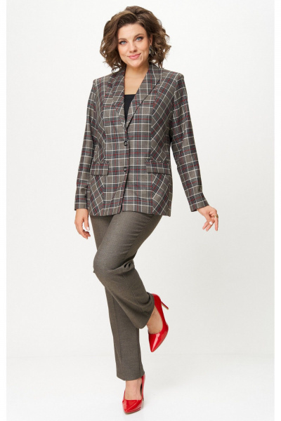 Брюки, жакет БелЭльСтиль 412-3_14_22+609-3_23_22 клетка красно-коричневая - фото 9