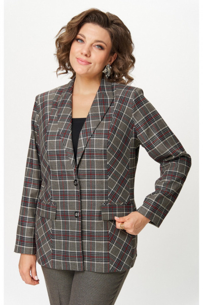 Брюки, жакет БелЭльСтиль 412-3_14_22+609-3_23_22 клетка красно-коричневая - фото 7