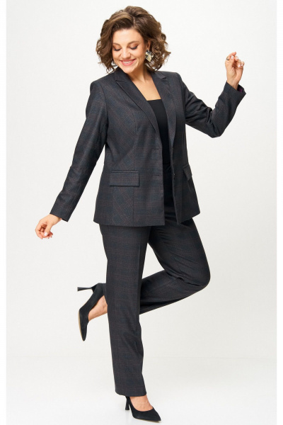 Брюки, жакет БелЭльСтиль 412-3_03_22+609-3_23_22 серо-коричневая клетка - фото 7