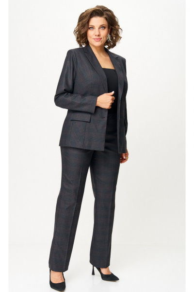 Брюки, жакет БелЭльСтиль 412-3_03_22+609-3_23_22 серо-коричневая клетка - фото 6
