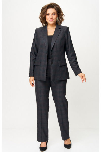 Брюки, жакет БелЭльСтиль 412-3_03_22+609-3_23_22 серо-коричневая клетка - фото 1