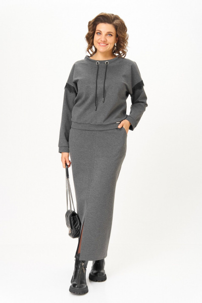 Джемпер, юбка Michel chic 1444 графитовый - фото 1