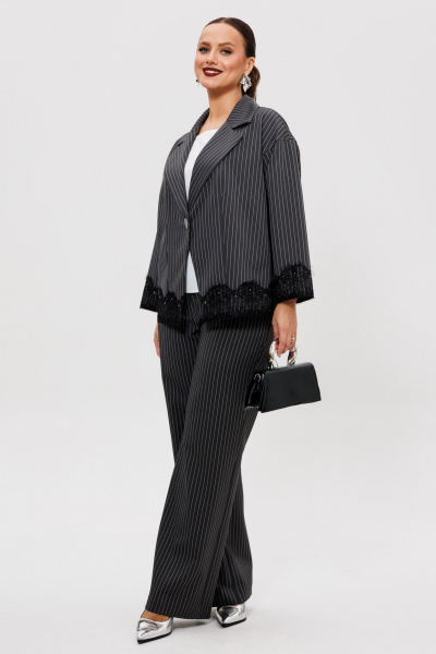 Блуза, брюки, жакет Mubliz 306 графит_полоска - фото 19