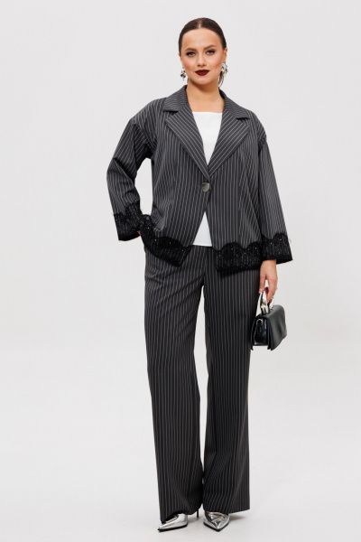 Блуза, брюки, жакет Mubliz 306 графит_полоска - фото 1