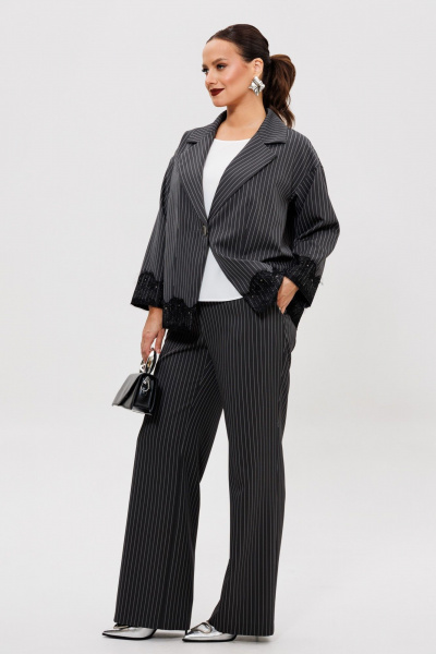 Блуза, брюки, жакет Mubliz 306 графит_полоска - фото 9