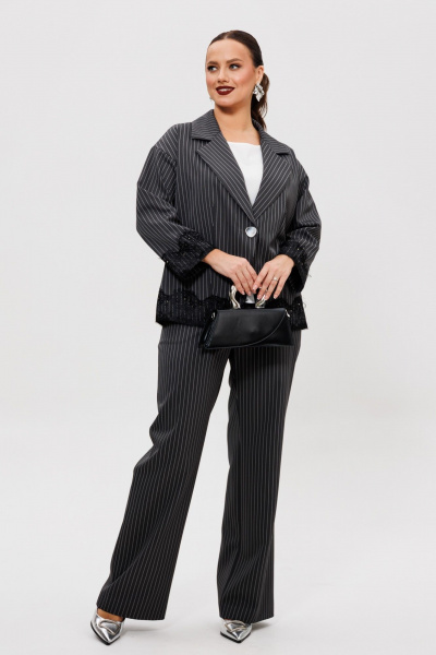 Блуза, брюки, жакет Mubliz 306 графит_полоска - фото 3