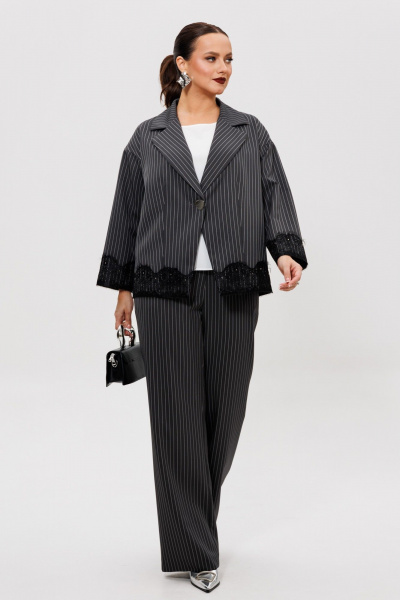 Блуза, брюки, жакет Mubliz 306 графит_полоска - фото 2