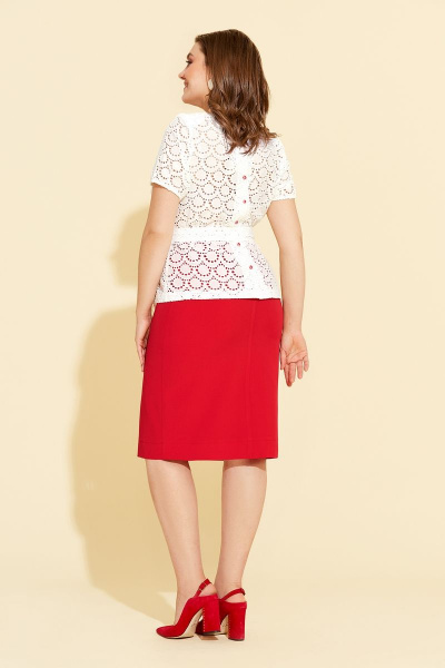 Блуза, юбка Милора-стиль 893 красный+белый - фото 2