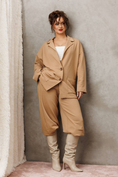 Брюки, жакет Anastasia 1299 песочный - фото 8