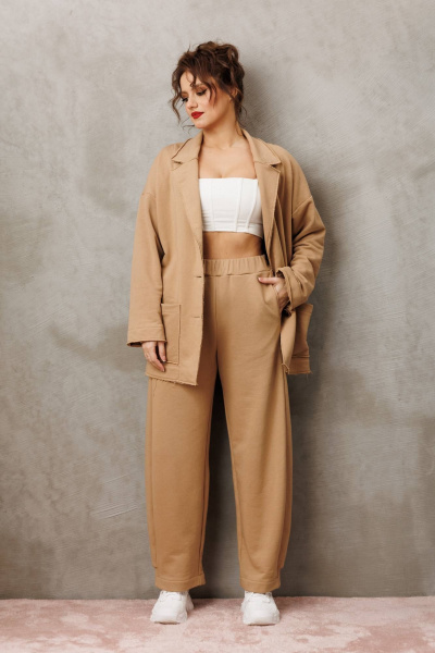 Брюки, жакет Anastasia 1299 песочный - фото 1