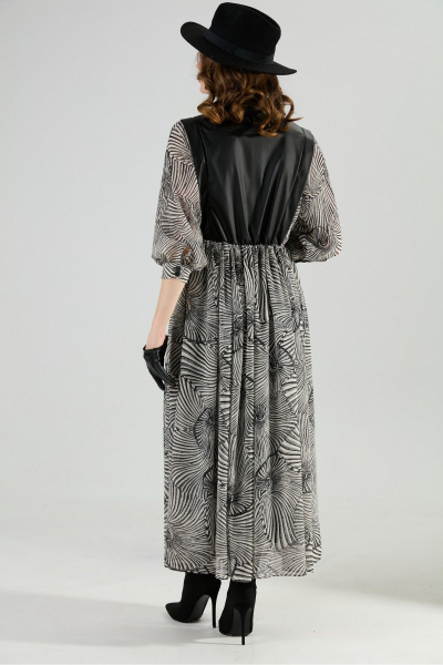 Платье NikVa 1010-1а чёрный/чёрно-белые_ракушки - фото 11