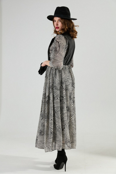 Платье NikVa 1010-1а чёрный/чёрно-белые_ракушки - фото 7