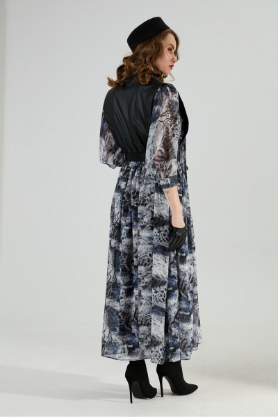 Платье NikVa 1010-2 чёрный/ серая_абстракция - фото 9