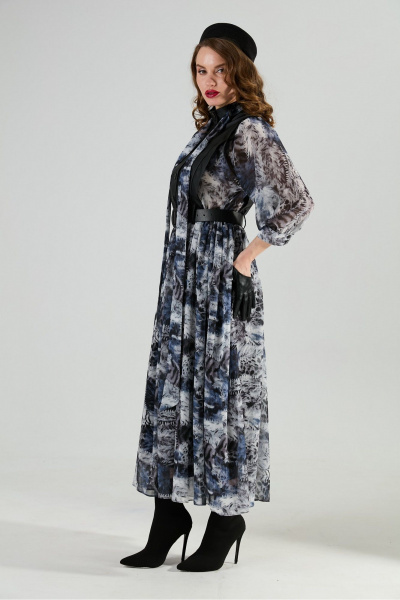 Платье NikVa 1010-2 чёрный/ серая_абстракция - фото 8