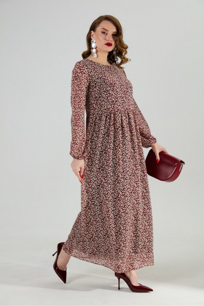 Платье NikVa 801-9 листья_бургунди - фото 2