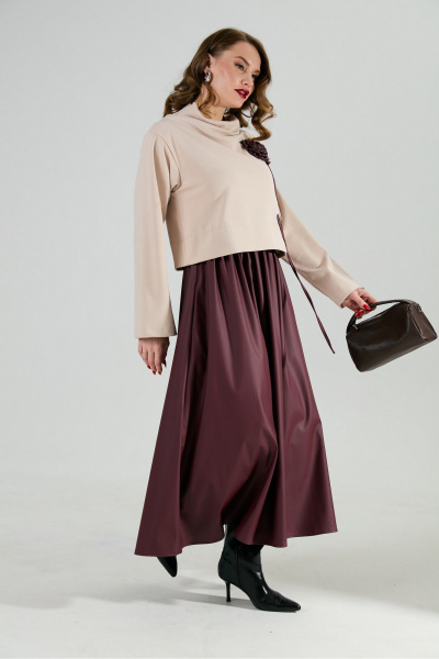 Платье NikVa 924-10 капучино и бургунди - фото 8