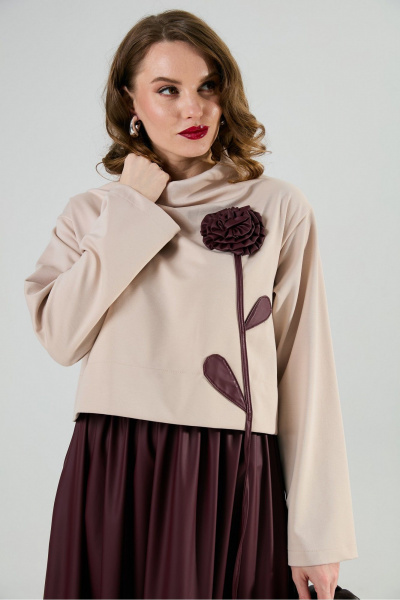 Платье NikVa 924-10 капучино и бургунди - фото 7