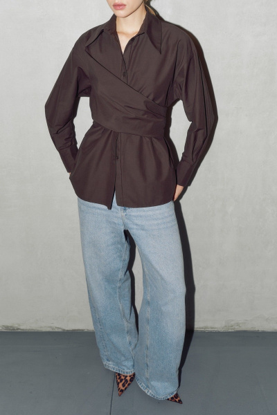 Рубашка THE VERY 2436 горький-шоколад - фото 9