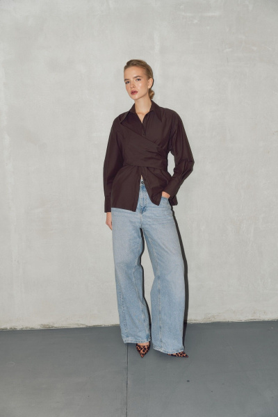 Рубашка THE VERY 2436 горький-шоколад - фото 8