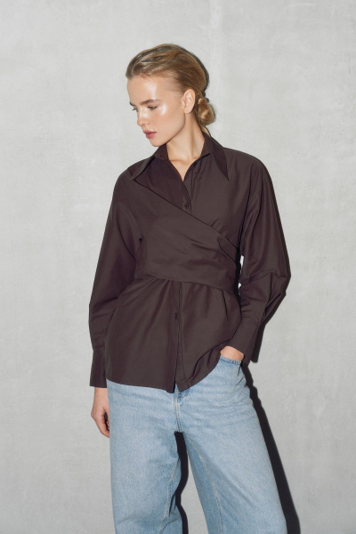 Рубашка THE VERY 2436 горький-шоколад - фото 7