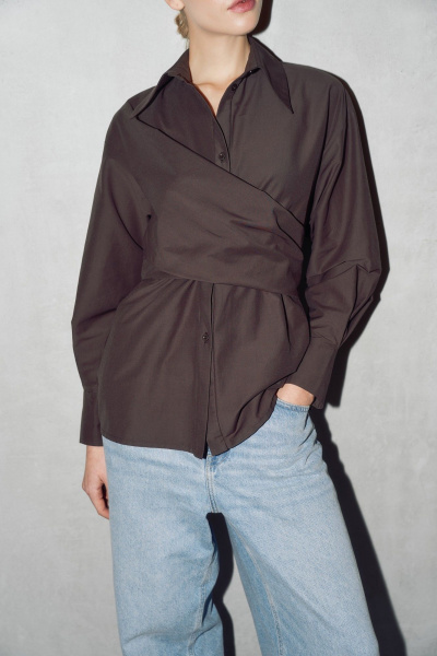 Рубашка THE VERY 2436 горький-шоколад - фото 6