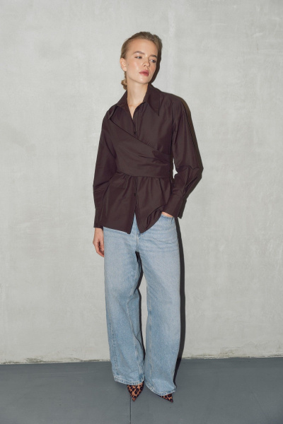 Рубашка THE VERY 2436 горький-шоколад - фото 2