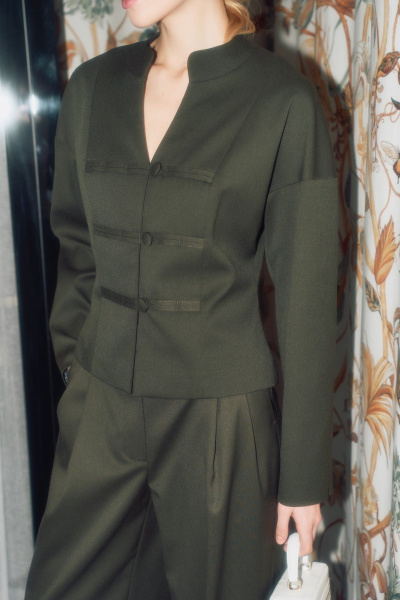 Жакет THE VERY 2437/1 оливковый - фото 7