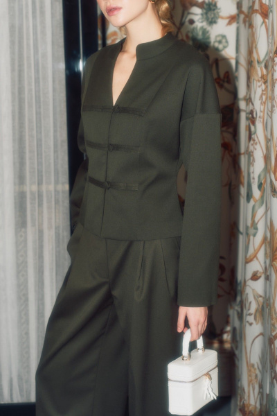 Жакет THE VERY 2437/1 оливковый - фото 5