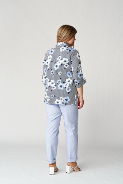 Голубой и серый комплект из рубашки и брюк из текстиля Almirastyle 154 голубой - фото 4