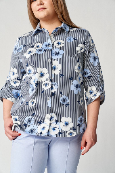 Голубой и серый комплект из рубашки и брюк из текстиля Almirastyle 154 голубой - фото 2