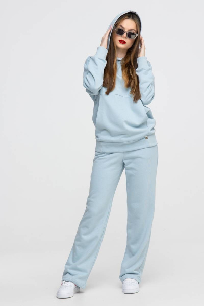 Спортивный костюм худи oversize и палаццо голубой Domna 16071 бледно-голубой - фото 8