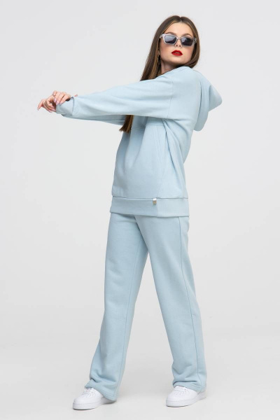 Спортивный костюм худи oversize и палаццо голубой Domna 16071 бледно-голубой - фото 7
