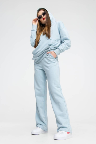 Спортивный костюм худи oversize и палаццо голубой Domna 16071 бледно-голубой - фото 6