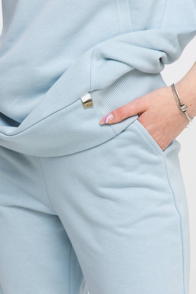 Спортивный костюм худи oversize и палаццо голубой Domna 16071 бледно-голубой - фото 3