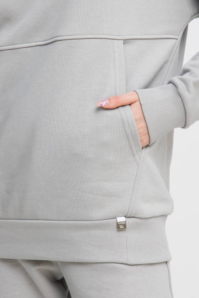 Спортивный костюм худи oversize и брюки палаццо серый Domna 16071 светло-серый - фото 4