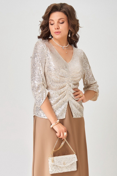 Блуза Fita 20791 золотисто-бежевый - фото 7