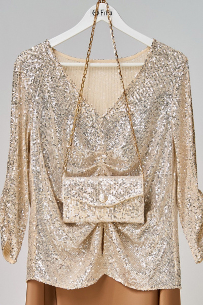 Блуза, сумка Fita 20781 золотисто-бежевый - фото 3