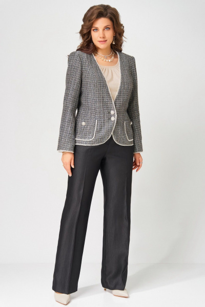 Брюки, джемпер, жакет Fita 4122 черно-бежевый - фото 1