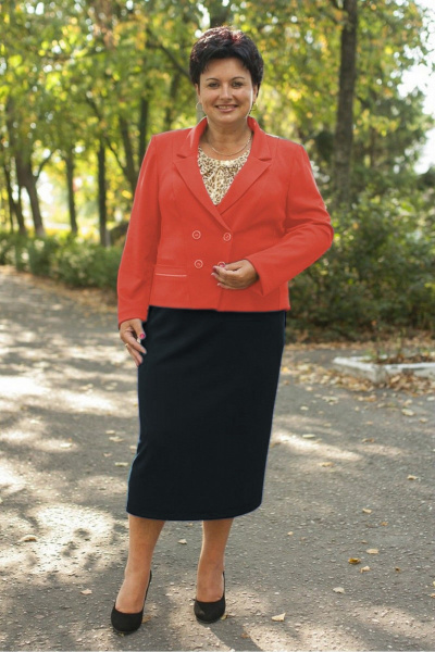 Блуза, жакет, юбка из текстиля для демисезона в стиле повседневный Classic Moda 566 коралл - фото 1