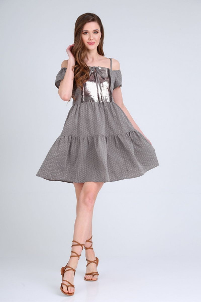 Платье из хлопка в горошек с воланом и реглан-рукавом AXXA 55170 - фото 6